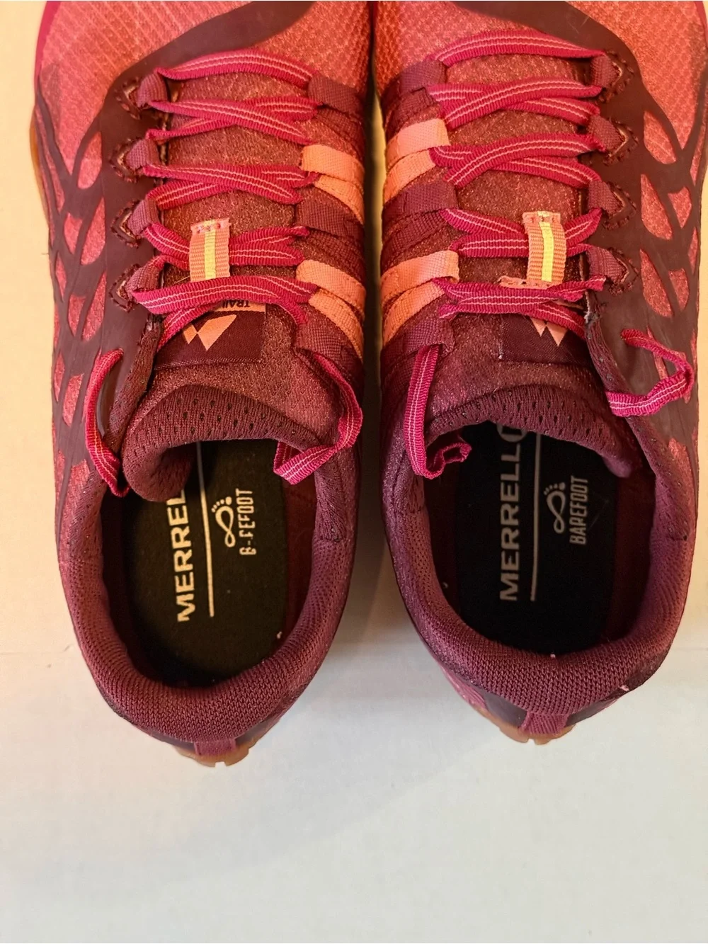Merrell Vapor Glove Women’s Athletic Sneakers in Burgundy and Pink